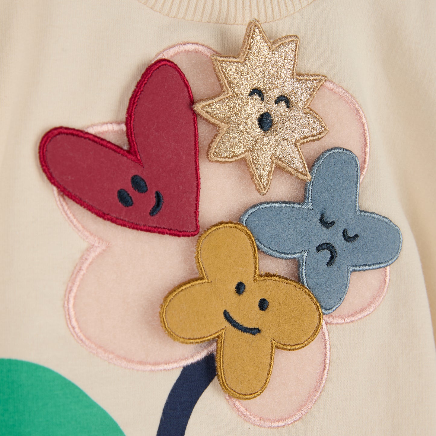 Cream Sweatshirt with Abstract Flower Design – Tape à l’Œil