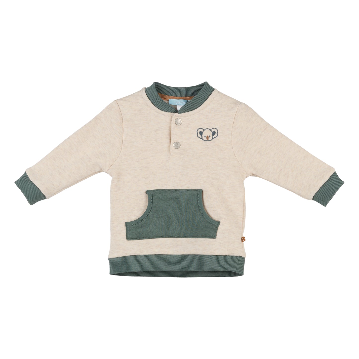 Cream & Sage Green Sweatshirt with Kangaroo Pocket – Obaïbi