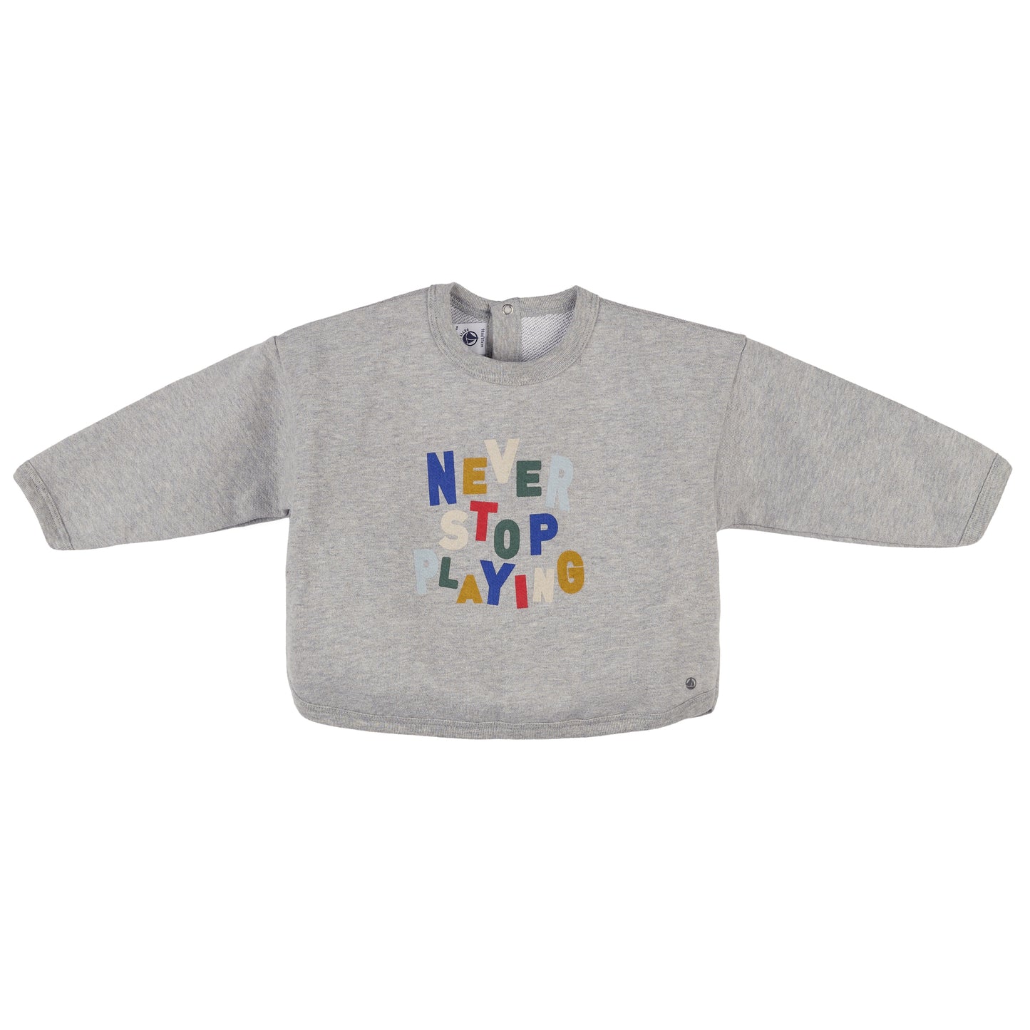 Light Grey Sweatshirt with “Never Stop Playing” Print – Petit Bateau