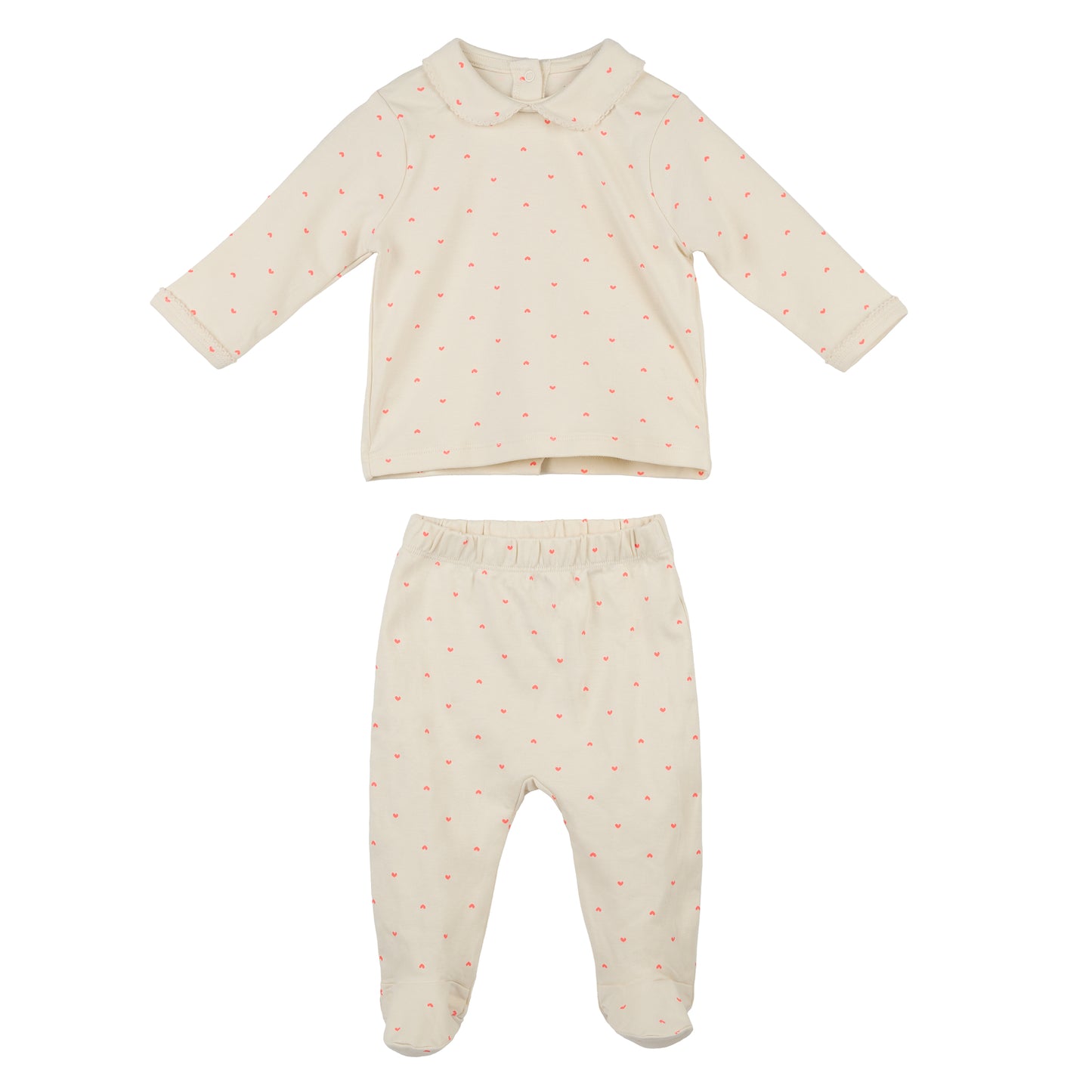 Baby Ivory Cotton Sleepsuit with Peter Pan Collar – Vertbaudet