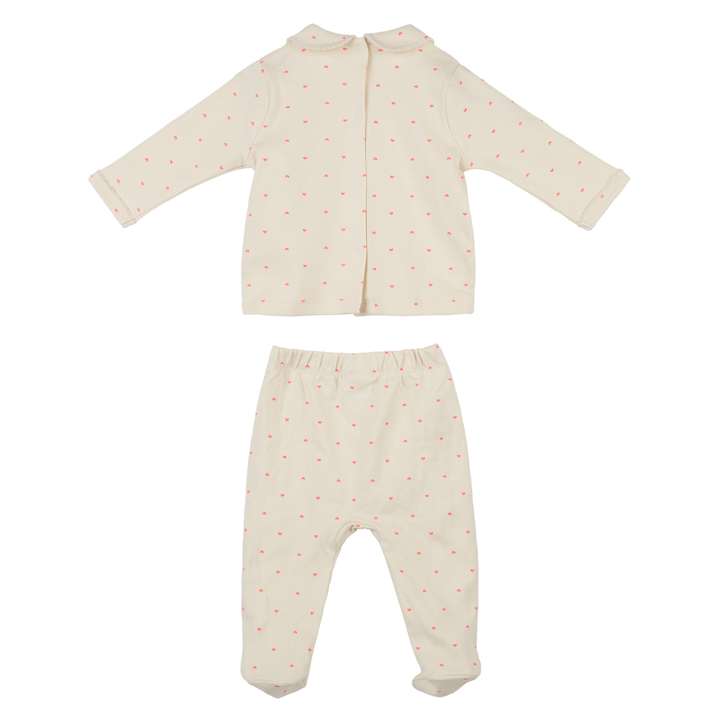 Baby Ivory Cotton Sleepsuit with Peter Pan Collar – Vertbaudet