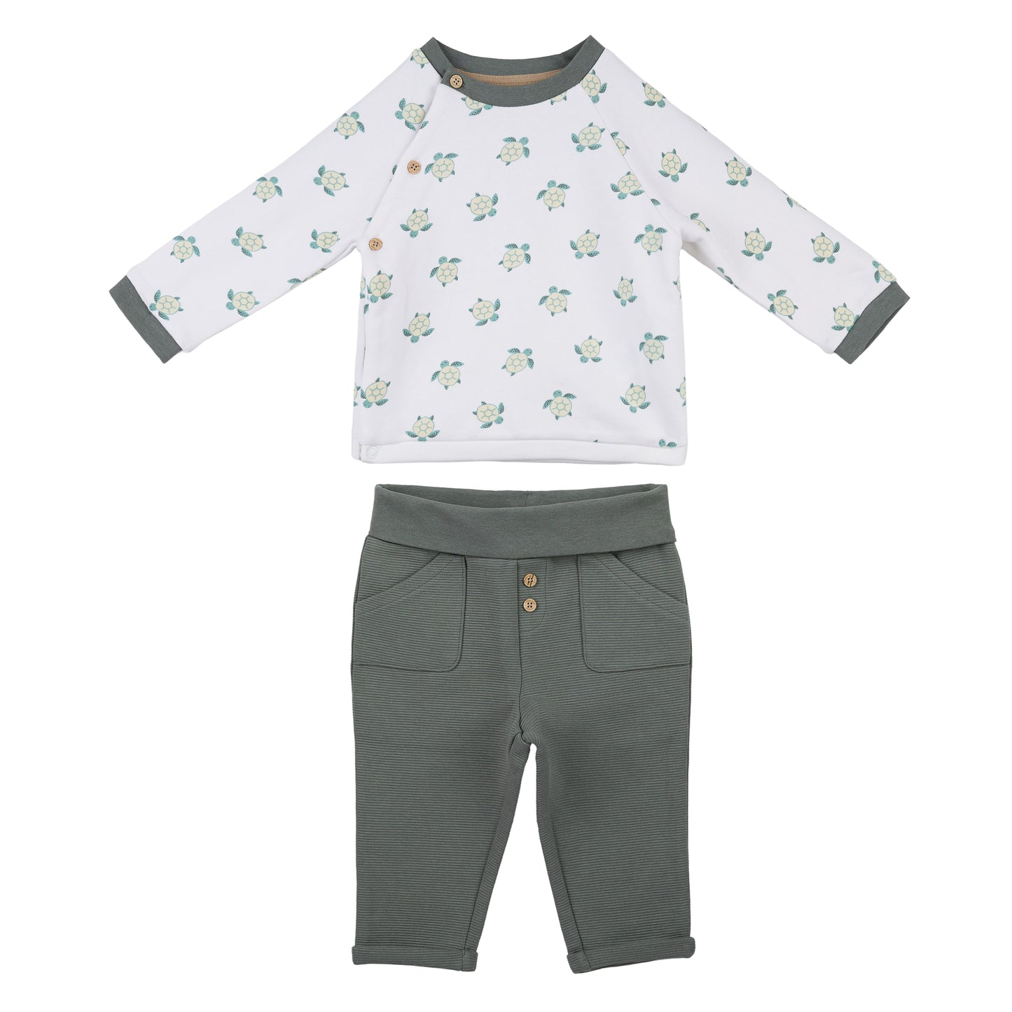 2 Piece Baby Outfit in Organic Cotton – Floral Top & Ribbed Pants
