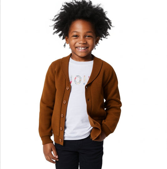 Kids’ Camel Fine Knit Cardigan – Obaïbi