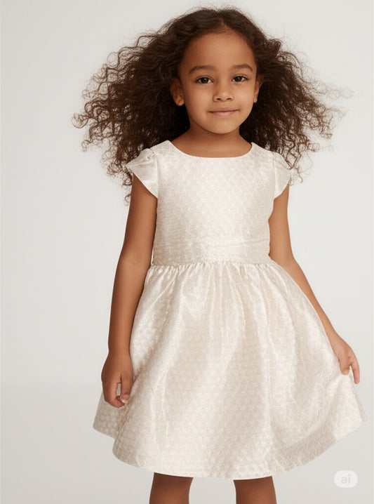 Ivory Jacquard Party Dress for Girls – Obaïbi