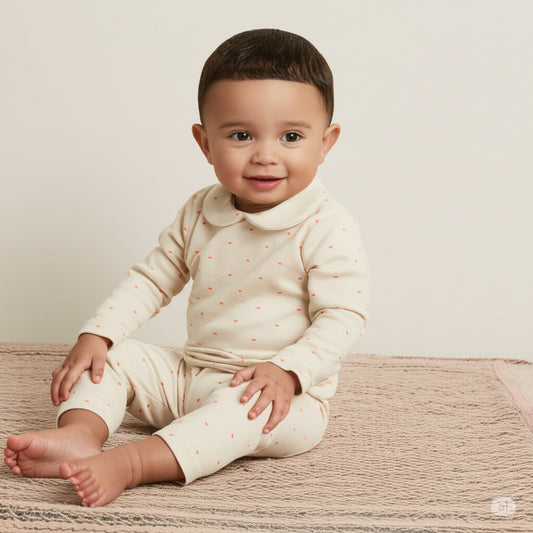 Baby Ivory Cotton Sleepsuit with Peter Pan Collar – Vertbaudet