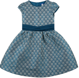 Ecru Janquard Dress for Girl