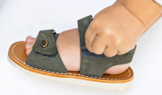 Navy Blue Leather First-Step Sandals