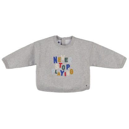 Light Grey Sweatshirt with “Never Stop Playing” Print – Petit Bateau