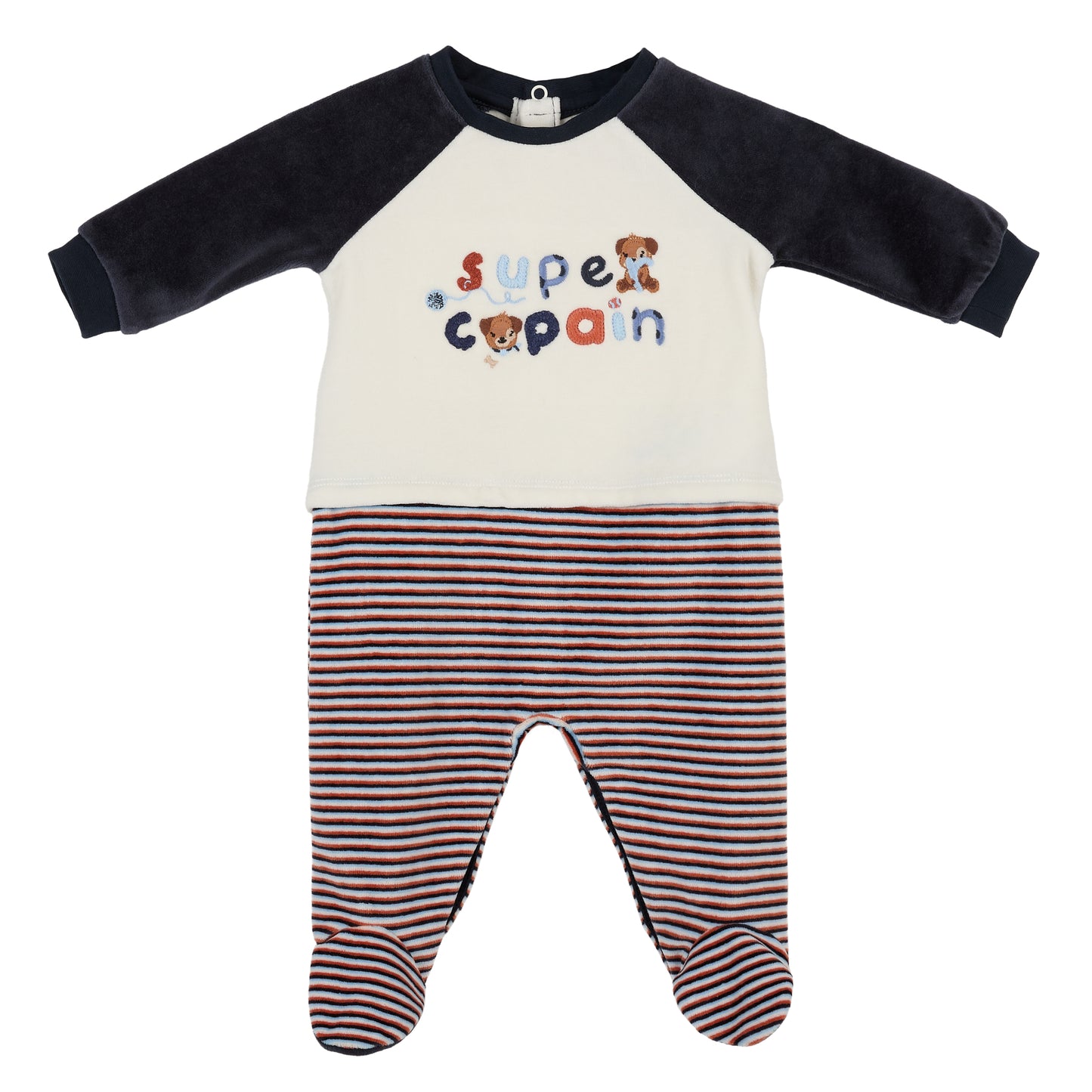 White and Navy Blue Sleepsuit