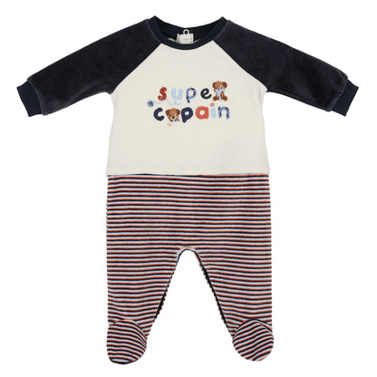 Baby Velour Sleepsuit “Super Copain” – Sergent Major