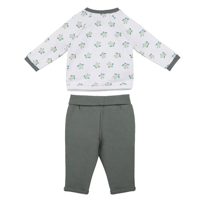 2 Piece Baby Outfit in Organic Cotton – Floral Top & Ribbed Pants
